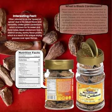 Rani Black Cardamom Pods (Kali Elachi) Whole Indian Spice 1.75oz (50g) PET Jar ~ All Natural | Vegan | Gluten Friendly | Non-GMO | Kosher | Indian Origin ~ Smokey | Tsaoko | Cao Guo | Bach Dan Khau