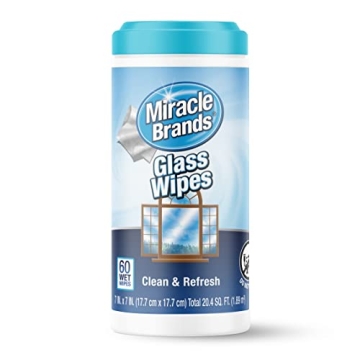 MiracleWipes for Glass - 60 Count Disposable Wipes for Streak-Free Cleaning