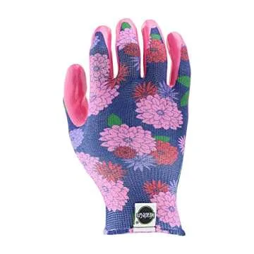 Miracle-Gro Women's Nitrile Coated Grip Floral Pattern Gardening Work Gloves, Extreme Comfort, Excellent Grip, Water Resistant, Pink/Purple, Small, (MG37126/WSM)