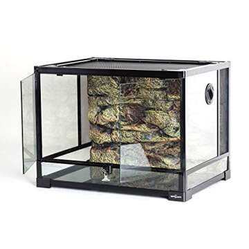 REPTI ZOO 34 Gallon Large Reptile Glass Terrarium Tank with Foam Backgrounds,Double Hinge Door with ...
