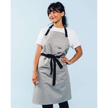 Caldo Daily Cotton Kitchen Apron for Cooking- Mens and Womens Professional Chef or Server Bib Apron ...