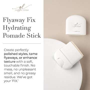 Goldie Locks Flyaway Fix Hydrating Pomade Stick for Hair & Extensions, Style, Tame & Define, No Residue, 0.42 oz