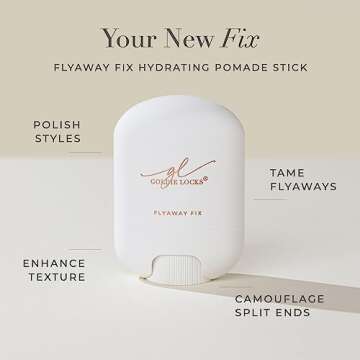 Goldie Locks Flyaway Fix Hydrating Pomade Stick for Hair & Extensions, Style, Tame & Define, No Residue, 0.42 oz