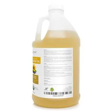velona USDA Certified Organic Sunflower Oil - 64 Fl Oz | 100% Pure and Natural Carrier Oil | High Oleic, Refined, Expeller Pressed | Cooking, Skin, Hair, Body & Face Moisturizing