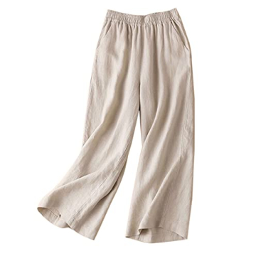 Aeneontrue Women's 100% Linen Wide Leg Pants - Stylish and Comfortable