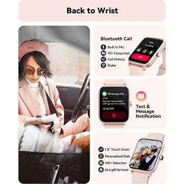 Woneligo Smart Watch for Women - HD Display, Health Monitor, Alexa, Waterproof, 100 Modes