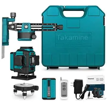 Takamine 3x360° 12 Lines Self Leveling Floor Green Laser Level, Laser Level for Construction/Picture Hanging/Floor/Tile with Remote Controller, Magnetic Rotating Stand and Type-C Charger
