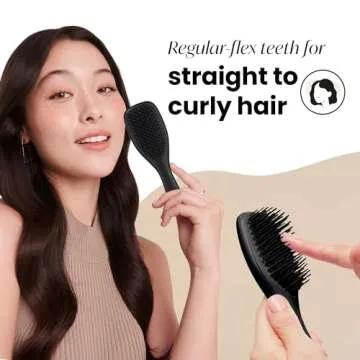 Tangle Teezer Ultimate Detangler Hairbrush, Eliminates Knots & Reduces Breakage, Mini Hair Brush for Travel, Small Hands & All Hair Types, Black