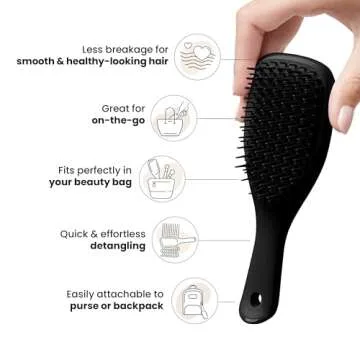 Tangle Teezer Ultimate Detangler Hairbrush, Eliminates Knots & Reduces Breakage, Mini Hair Brush for Travel, Small Hands & All Hair Types, Black