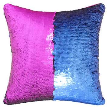 Play Tailor Sequin Pillow Cover Cushion Covers 16x16in Flip Sequins Decorative Throw Pillow Case, Na...