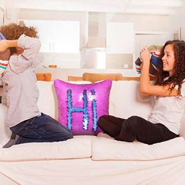 Play Tailor Sequin Pillow Cover Cushion Covers 16x16in Flip Sequins Decorative Throw Pillow Case, Navy Blue and Purple