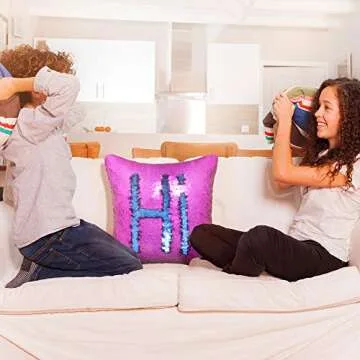 Play Tailor Sequin Pillow Cover Cushion Covers 16x16in Flip Sequins Decorative Throw Pillow Case, Navy Blue and Purple