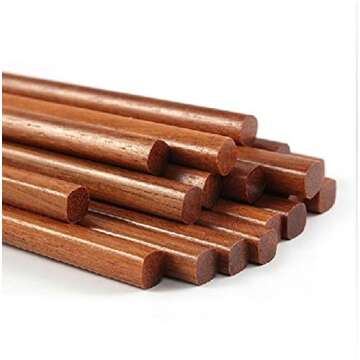 Wooden Chopsticks Reusable Dishwasher Safe 10 Pairs Chinese Asian Korea Iron Wood Handmade Chopstick...