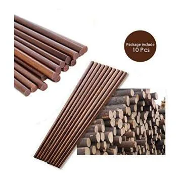 Wooden Chopsticks Reusable Dishwasher Safe 10 Pairs Chinese Asian Korea Iron Wood Handmade Chopstick Natural Healthy for Cooking Eating Restaurants Gourmets Noodles Portable Long Brown