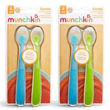 Munchkin Gentle Silicone Spoons for Feeding Infants - 4 Pack