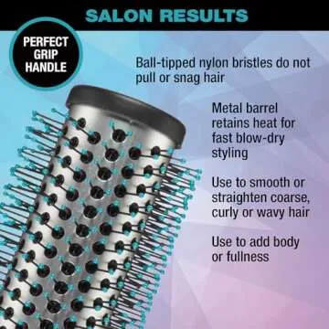 Conair Salon Results Round Hair Brush - Hair Brush Blow Dryer - Large Round Brush for Blow Out - Nylon Bristles - curly hair brush - hair brushes for women - hair brushes for women