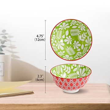Colorful 10oz Ceramic Bowls Set Microwave Dishwasher Safe