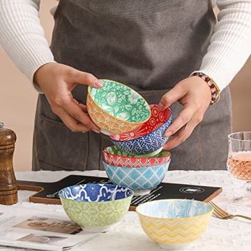 Colorful 10oz Ceramic Bowls Set Microwave Dishwasher Safe