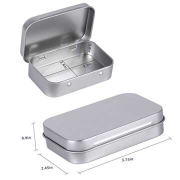 Tamicy Metal Rectangular Empty Hinged Tins - Pack of 40 Silver Mini Portable Box Small Storage Kit &...