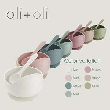 Ali+Oli Silicone Suction Bowl and Spoon Set (Sage, Original) - Unbreakable Suction Bowls for Baby 6 ...
