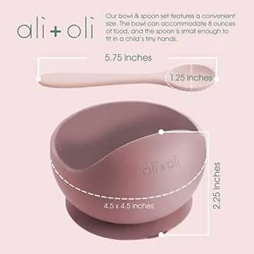 Ali+Oli Silicone Suction Bowl and Spoon Set (Sage, Original) - Unbreakable Suction Bowls for Baby 6 Months and Up, Self Feeding Baby Utensils, First Stage Baby Feeding Supplies