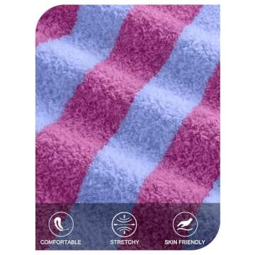 MEROKEETY Women's Striped Cardigan Sweaters Color Block Fuzzy Knit Coat Button Down V Neck Outfits, Purple, X-Large