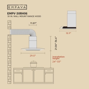 Empava 30" Wall Mount Range Hood with LED Lighting