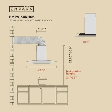 Empava 30" Wall Mount Range Hood with LED Lighting