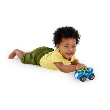 Bright Starts Oball Easy Grasp Rattle & Roll Toy Sports Car BPA-Free Infant Crawling Toy, 1 Pack, Age 3 Months and up, Blue/Green