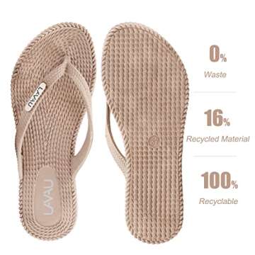 LAVAU Womens Flip Flops - Comfortable and Stylish Eco-Friendly Beach Sandals