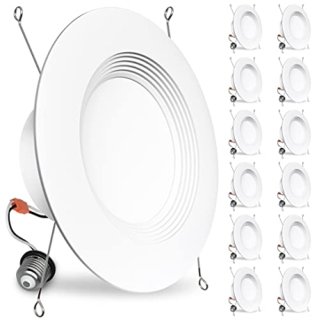 BBOUNDER 12 Pack 5/6 Inch LED Recessed Downlight, Baffle Trim, Dimmable, 12.5W=100W, 5000K Daylight,...