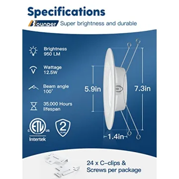 BBOUNDER 12 Pack LED Downlight Dimmable Easy Install
