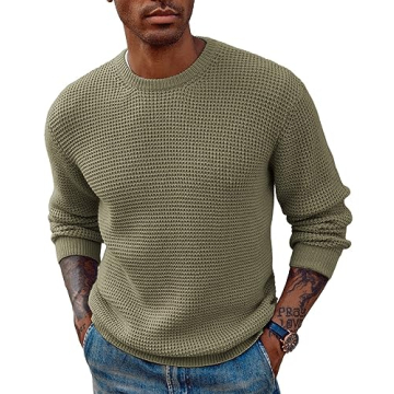 PJ PAUL JONES Men's Waffle Texture Pullover Sweater