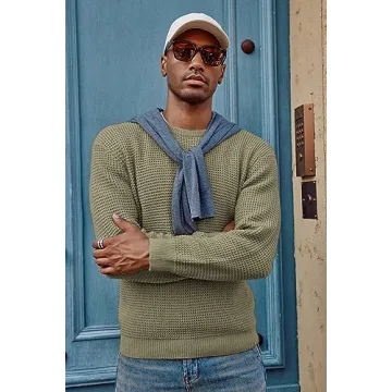 PJ PAUL JONES Men's Waffle Texture Pullover Sweater