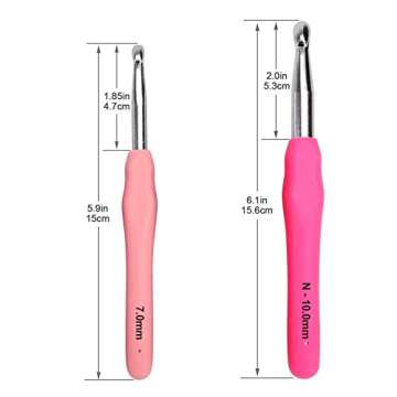 BCMRUN Large Crochet Hooks Set (6.5mm-10mm) - Ergonomic Grip, Case & More
