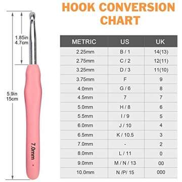BCMRUN Ergonomic Large Crochet Hooks Set 6.5mm-10mm