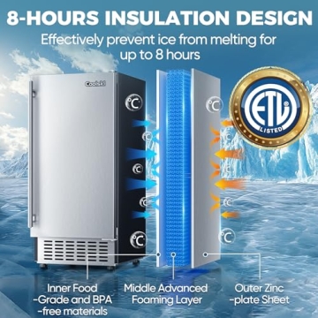 Coolski 15" Under Counter Ice Maker for Home & Business