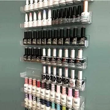 YMVV Clear Acrylic Nail Polish Rack Wall Mounted Shelf,6 Pack Organizer with Unique Wavy Lines,Nail Supplies for Techs,Great Display Salons Retailers