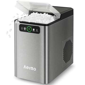 Aeitto Nugget Ice Maker Countertop, Pellet Ice Machine Soft Chewable Ice 36lbs/Day, One-Click Operat...