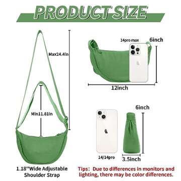 Nylon Crescent Crossbody Bag for Women Purses Trendy Men,Small Travel Sling Bag Hobo,Lightweight Fan...