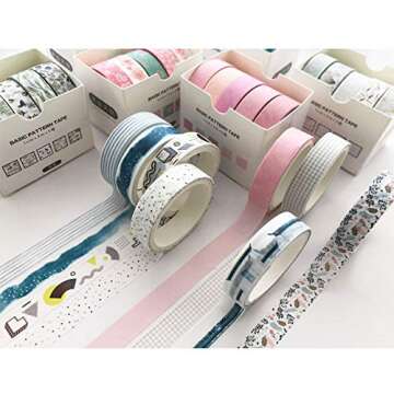 YUBX 5 Rolls Washi Tape Set Creative Basic Skinny Decorative Tapes for Arts, DIY Crafts, Journals, Planners, Scrapbooking, Wrapping (Sakura)