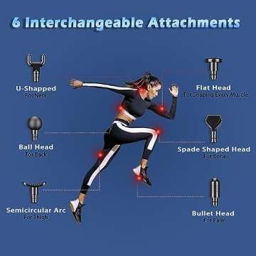 Cholas Massage Gun, Muscle Therapy Gun for Athletes, Deep Tissue Percussion Body Muscle Massager with 30 Adjustable Speeds, 6 Types of Massage Heads, Handheld Massager for Neck Back Pain Relief