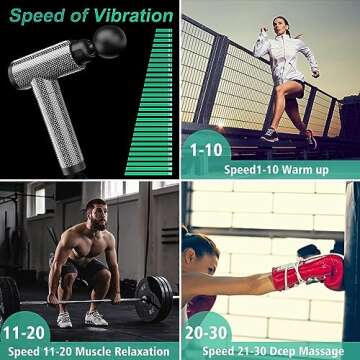 Cholas Massage Gun, Muscle Therapy Gun for Athletes, Deep Tissue Percussion Body Muscle Massager with 30 Adjustable Speeds, 6 Types of Massage Heads, Handheld Massager for Neck Back Pain Relief