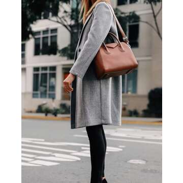 Hooever Women's Winter Wool Coat Casual Notch Lapel Single-Breasted Peacoat(LightGrey-XS)