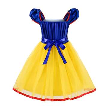 ReliBeauty Girls Elastic Waist Backless Princess Dress Costume with Accessories, Yellow, 2T/100