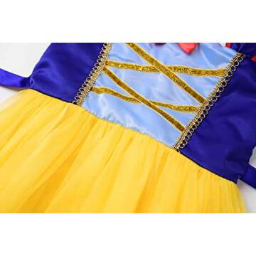 ReliBeauty Girls Elastic Waist Backless Princess Dress Costume with Accessories, Yellow, 2T/100