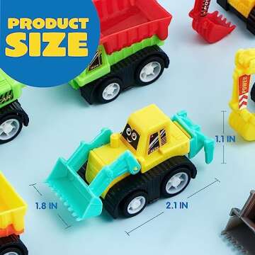 JOYIN 12-Piece Mini Construction Car Set, Plastic, Unisex, Non-Riding Toy Vehicle, Perfect for Imagi...