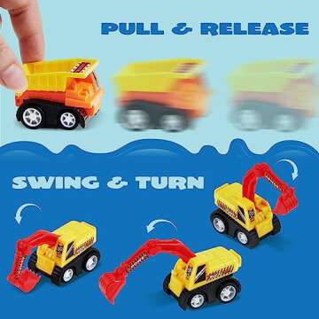 JOYIN 12-Piece Mini Construction Car Set, Plastic, Unisex, Non-Riding Toy Vehicle, Perfect for Imaginative Play and Parties