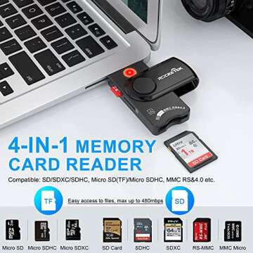 USB CAC Smart Card Reader, CAC/DOD Military, SDHC/SDXC/SD & Micro SD Card Reader for SIM and MMC RS & 4.0, Compatible with Windows, Linux/Unix, MacOS X