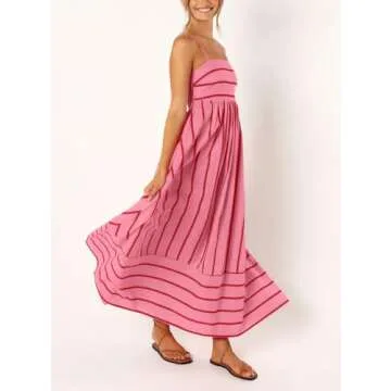 Chouyatou Women's Striped Back Smocked Maxi Dress